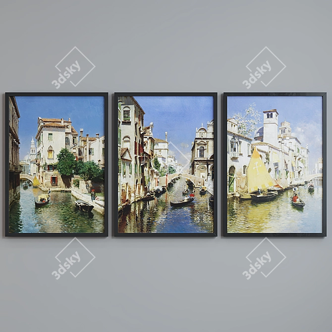 Venetian Landscape Frame Set 3D model image 2