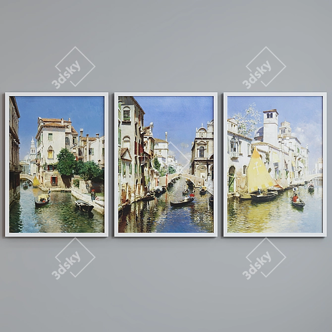 Venetian Landscape Frame Set 3D model image 3