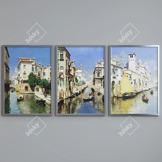 Venetian Landscape Frame Set 3D model image 4