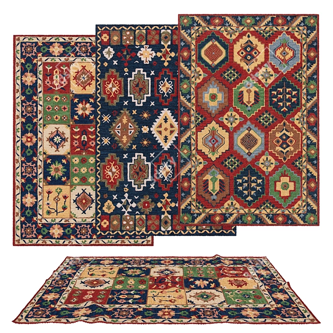 Set of 6 High-Quality Rugs 3D model image 1