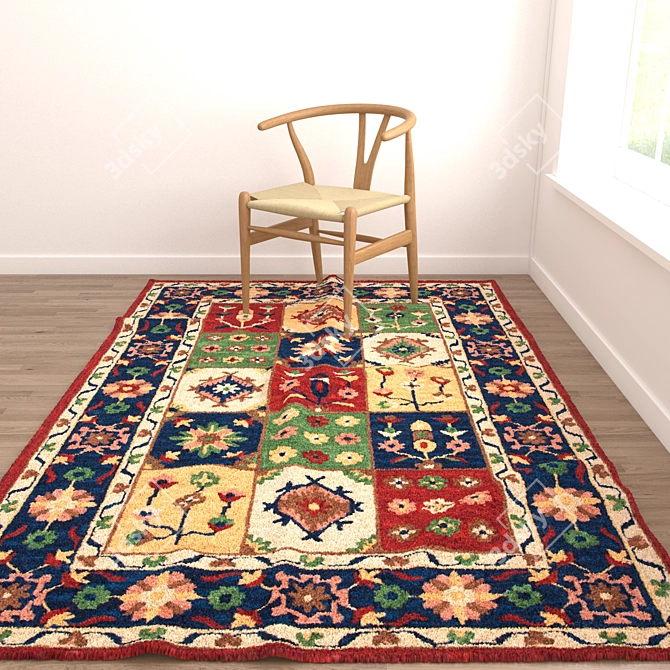 Set of 6 High-Quality Rugs 3D model image 2