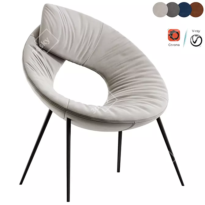 Stylish Poltrona Lock Chair - Outlet Offer 3D model image 1