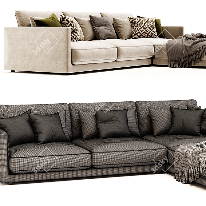 Elegant Poliform Bristol Ottoman Set 3D model image 3