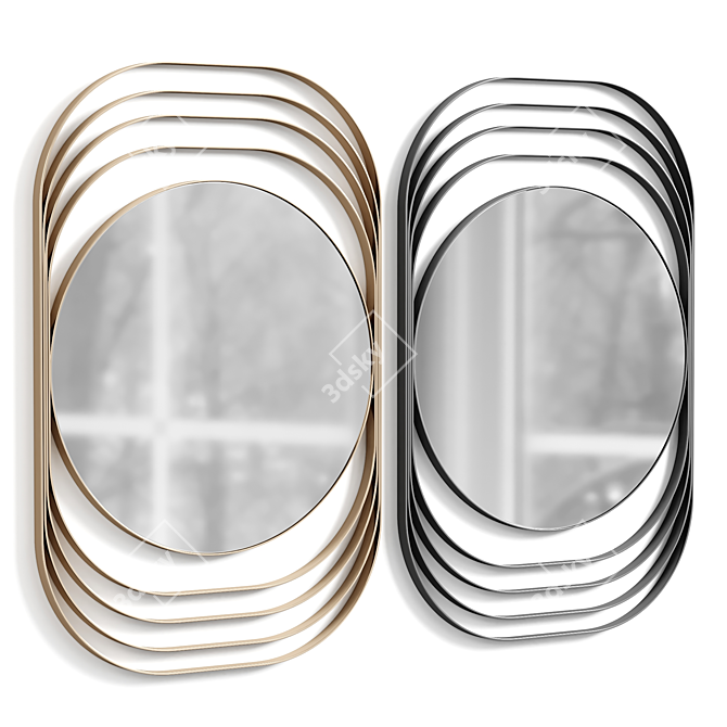 Elegant Arturo Champagne Silver Mirror 3D model image 1