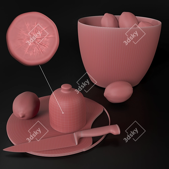 Citrus Kitchen Decor Set 3D model image 6