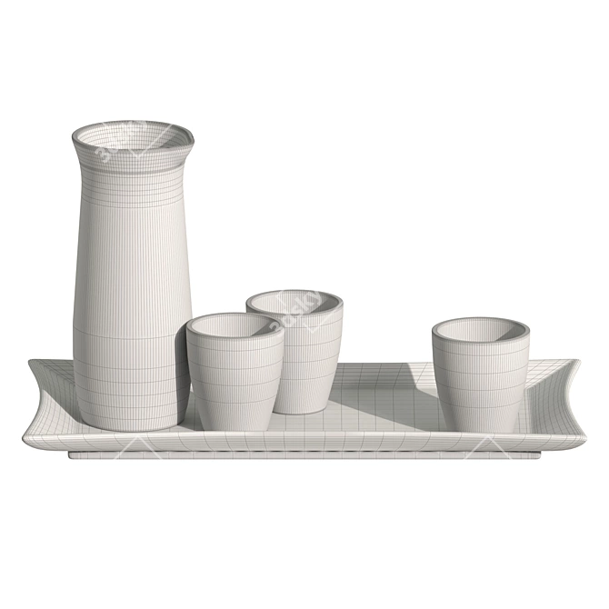 Ornamented Sake Set 3D model image 3