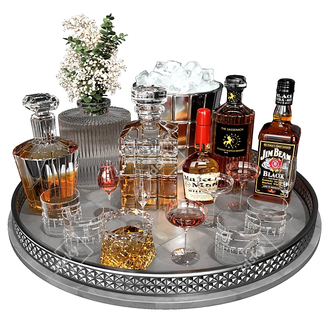 Luxury Whiskey Decanter Set No2 3D model image 5