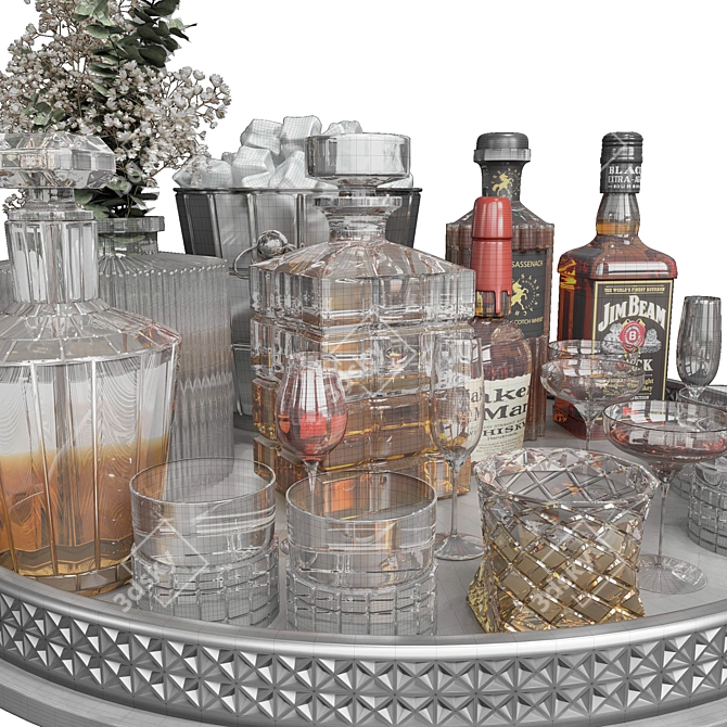 Luxury Whiskey Decanter Set No2 3D model image 6