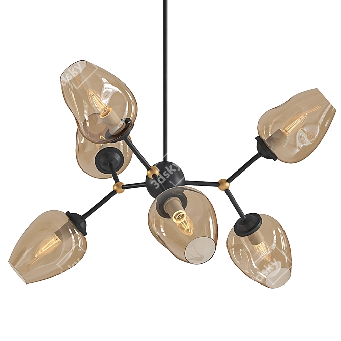  Modern Steel Loft Chandelier 3D model image 1