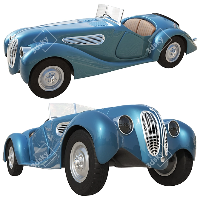 Retro BMW 328 Model 3D 3D model image 2