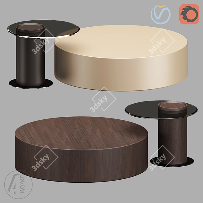 Modern Minimalist Coffee Table Set 3D model image 1