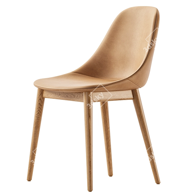 Modern Wood & Upholstered Chair 3D model image 2