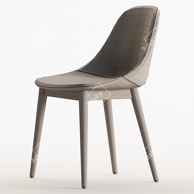 Modern Wood & Upholstered Chair 3D model image 5