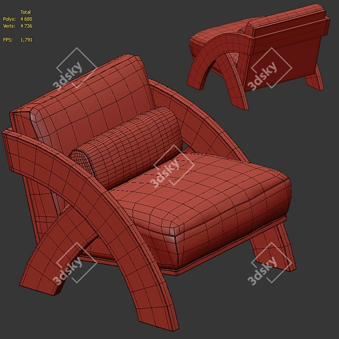 Sculptural Arc Lounge Chair 3D model image 7