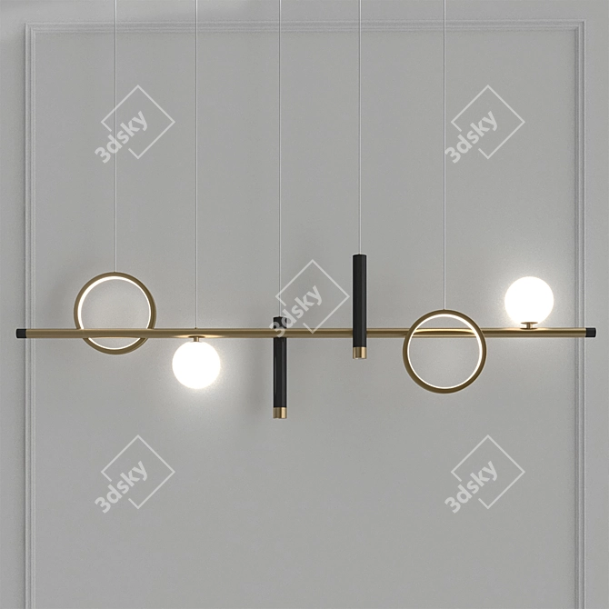 Sleek Modern Island Light Fixture 3D model image 2