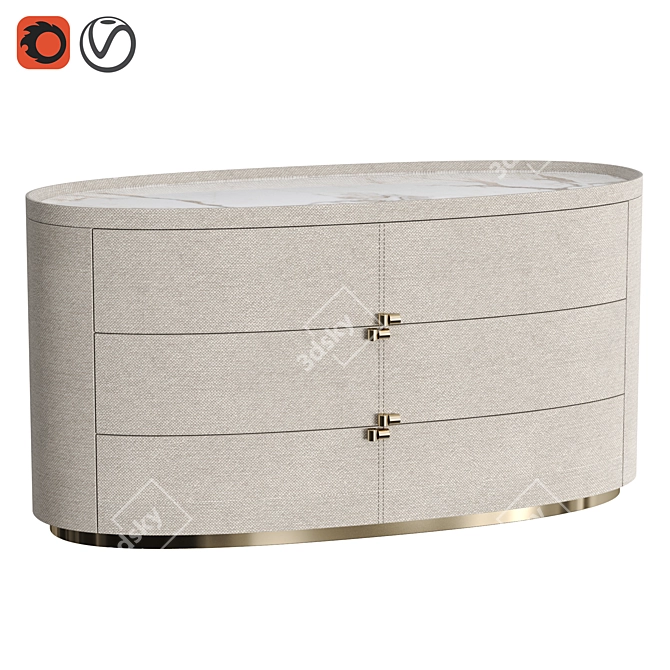 MIRA Collection Fabric-Metal Marble Dresser 3D model image 1