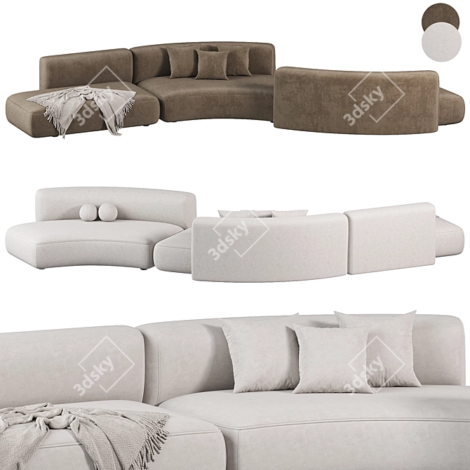 Sleek Curve 3D Sofa 3D model image 2