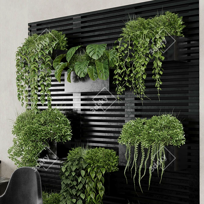 Office Reception Desk with Plant 3D model image 4