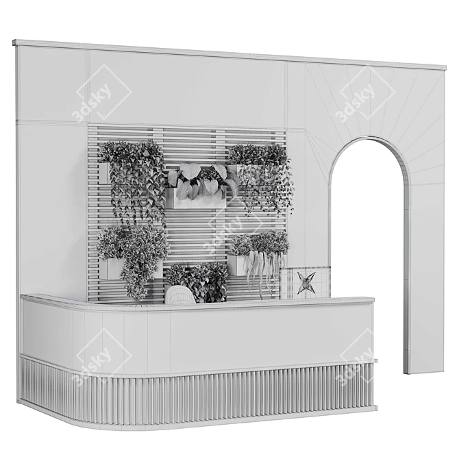 Office Reception Desk with Plant 3D model image 5