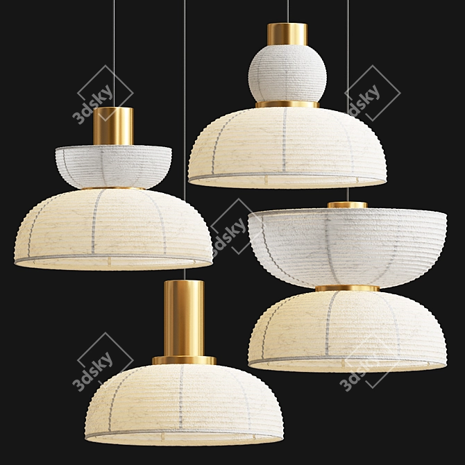 Japanese Bamboo Pendant Lamp 3D model image 5