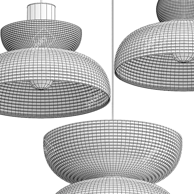 Japanese Bamboo Pendant Lamp 3D model image 6