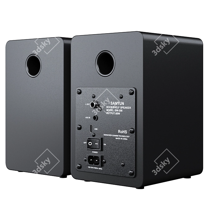 Sanyun SW208 Bluetooth Bookshelf Speakers 3D model image 3