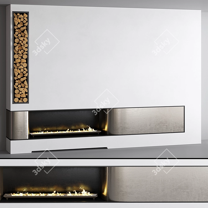 Modern Fireplace 3D Model 3D model image 1