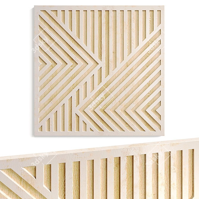 Geometric Wood Wall Art Plaque 3D model image 1