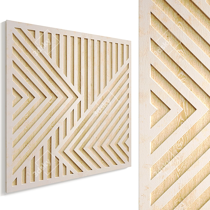 Geometric Wood Wall Art Plaque 3D model image 2