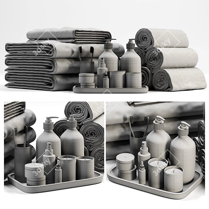 Contemporary Bathroom Accessories Set 3D model image 3