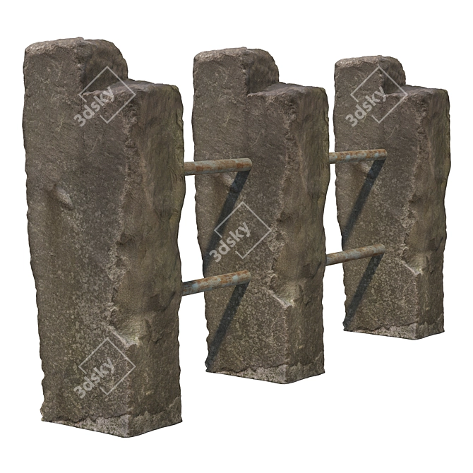 Ancient Stone Fence Kit 3D model image 2