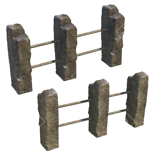 Ancient Stone Fence Kit 3D model image 5