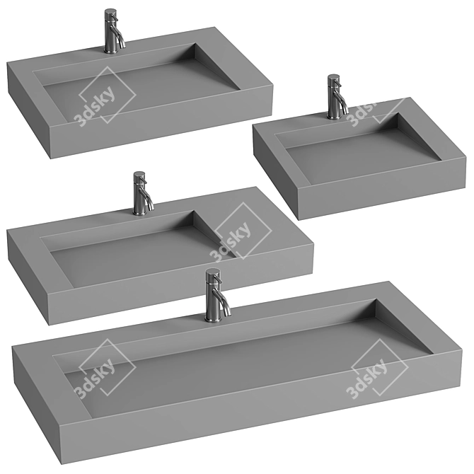 Badeloft Wall Mount Sinks Set 3D model image 1