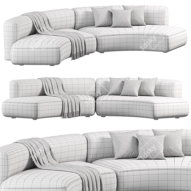 Modern Curved COSY Sofa Set 3D model image 4