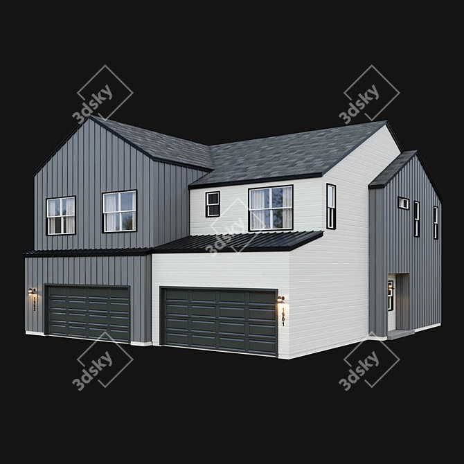 American House Low Poly Model 3D model image 2