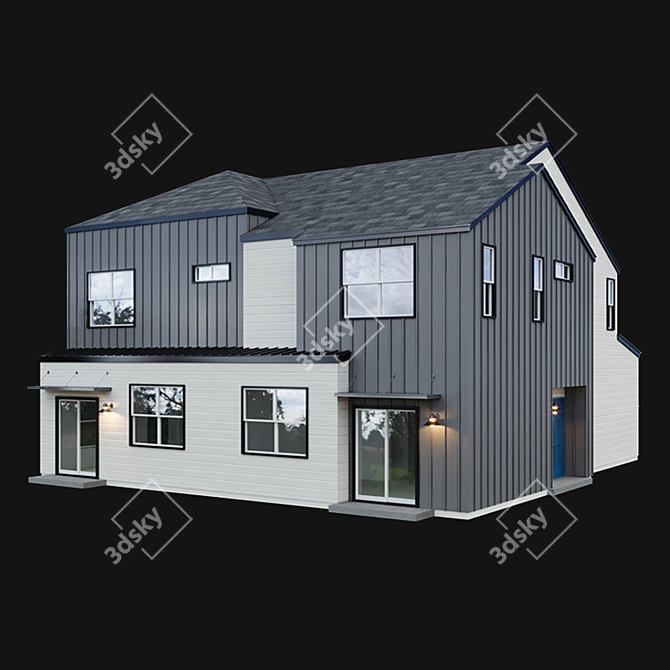 American House Low Poly Model 3D model image 4