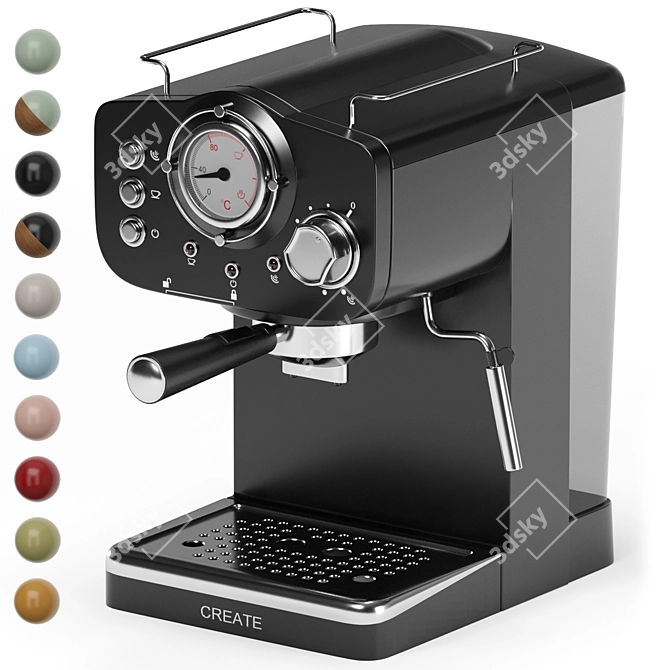 Dual Render Espresso Machine Set 3D model image 10