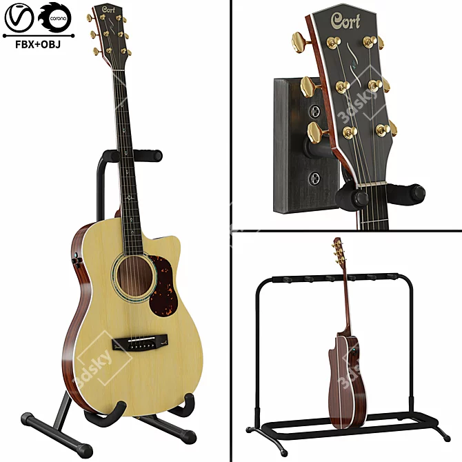 Premium Cort OC8 Acoustic Guitar 3D model image 5