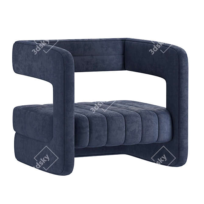 Elegant Velvet Tufted Armchair 3D model image 5