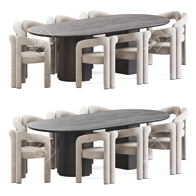 Elegant Velvet Dining Set 3D model image 1