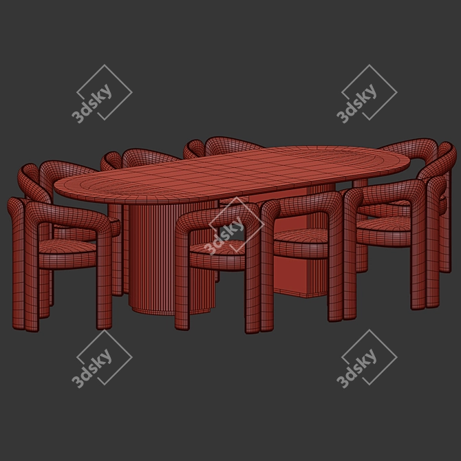 Elegant Velvet Dining Set 3D model image 2