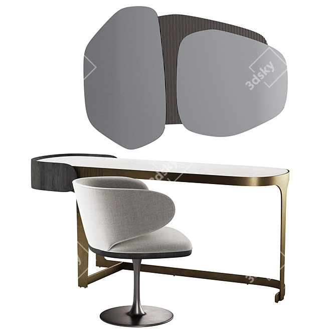 Elegant Bojy Vanity Table & Heron Mirror 3D model image 1