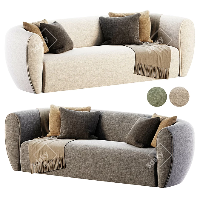 Pet-Friendly Beige Sofa 3D model image 1