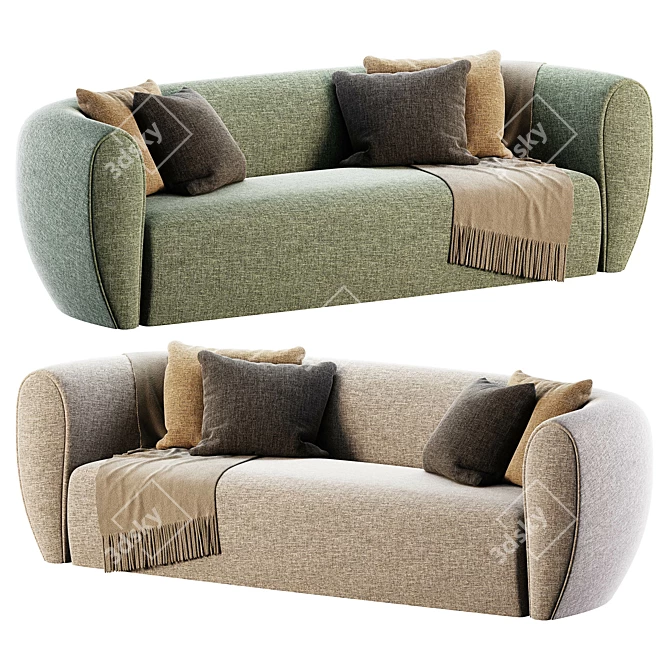 Pet-Friendly Beige Sofa 3D model image 2