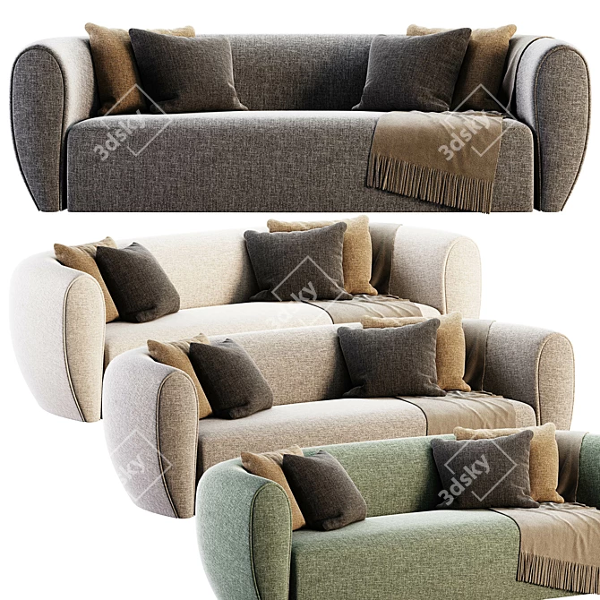 Pet-Friendly Beige Sofa 3D model image 3