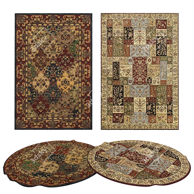 Modern 3D Rug Collection Set 3D model image 1