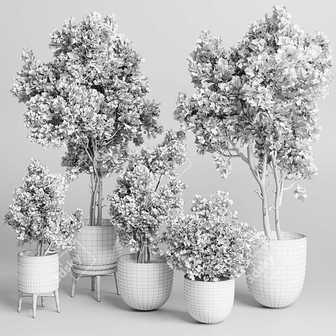 Vintage Concrete Vase Outdoor Trees 3D model image 7