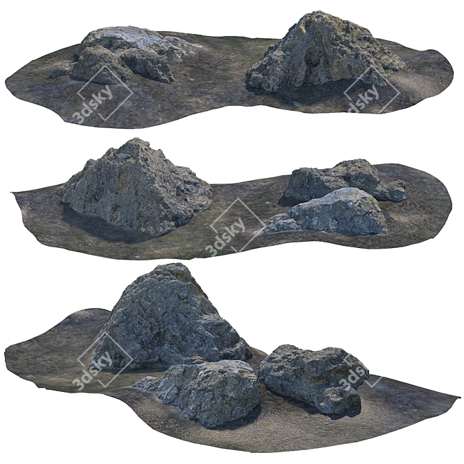 Natural Stone Landscaping Set 3D model image 2