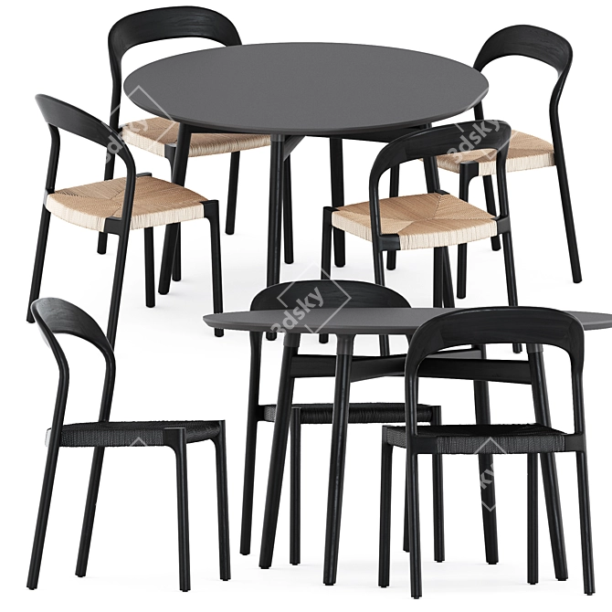 Modern Ticino Chairs & Round Table 3D model image 1