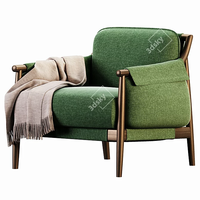 Sleek Fabric Armchair Design 3D model image 4